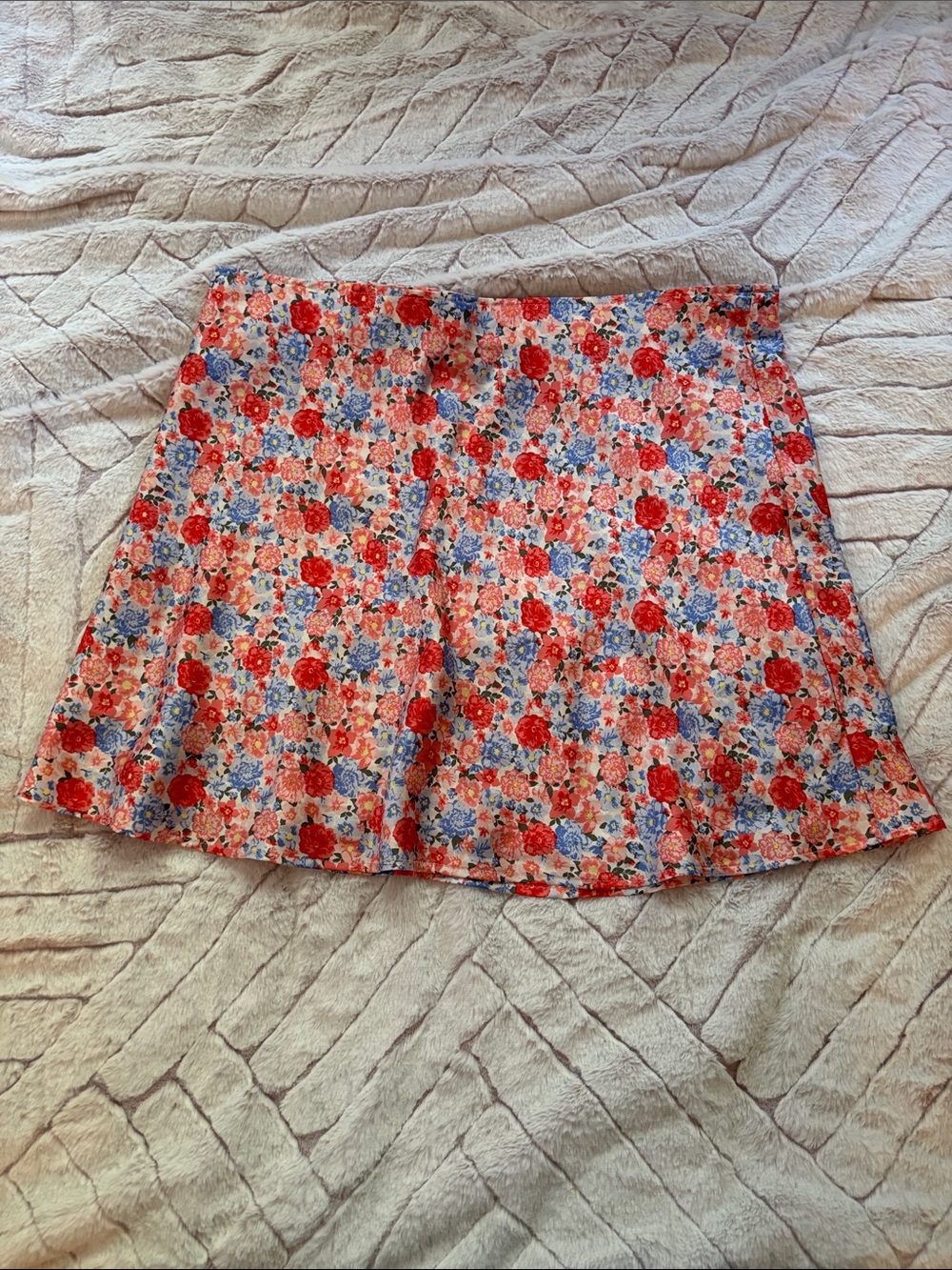 No Boundaries Red & Blue Floral Skater Skirt